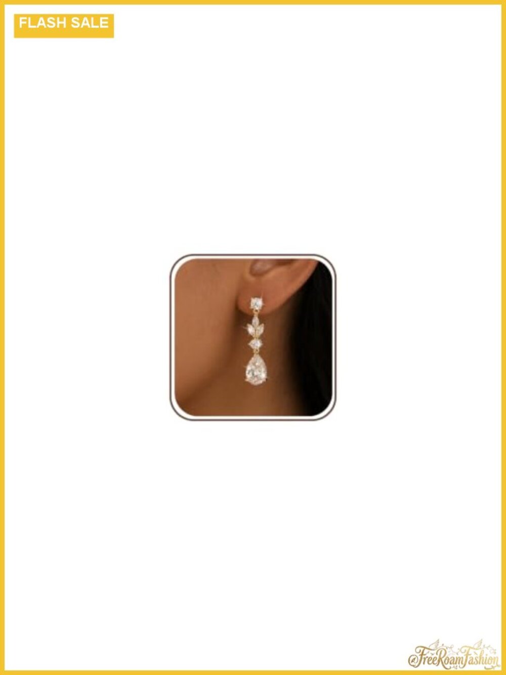 14K Gold Plated Drop Dangle Earrings Cubic Zirconia Wedding Prom